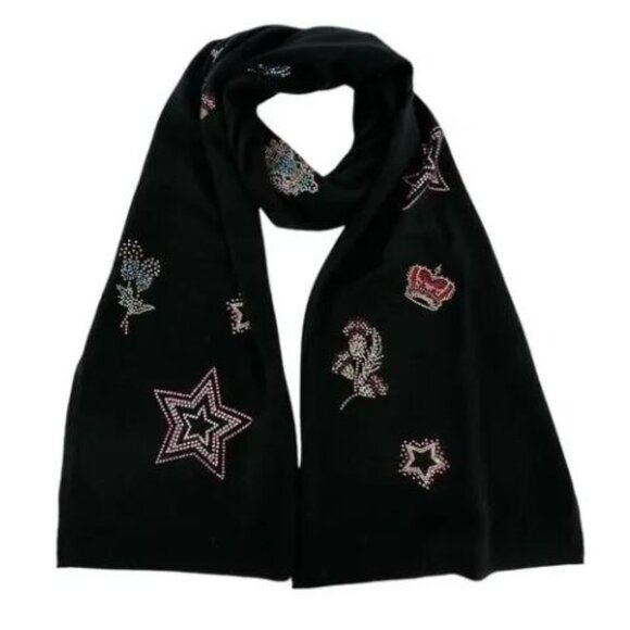 NWT Johnny Was Biya JWLA 3J Workshop Ladie Rhinestone Scarf Knit Wool Cashmere - Picture 2 of 8
